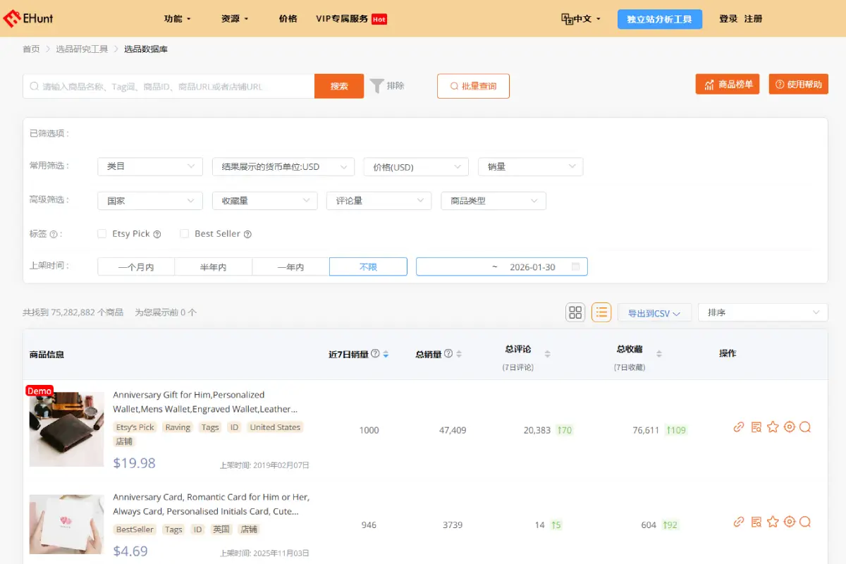 Etsy选品数据库：用数据快速找到真正好卖的产品