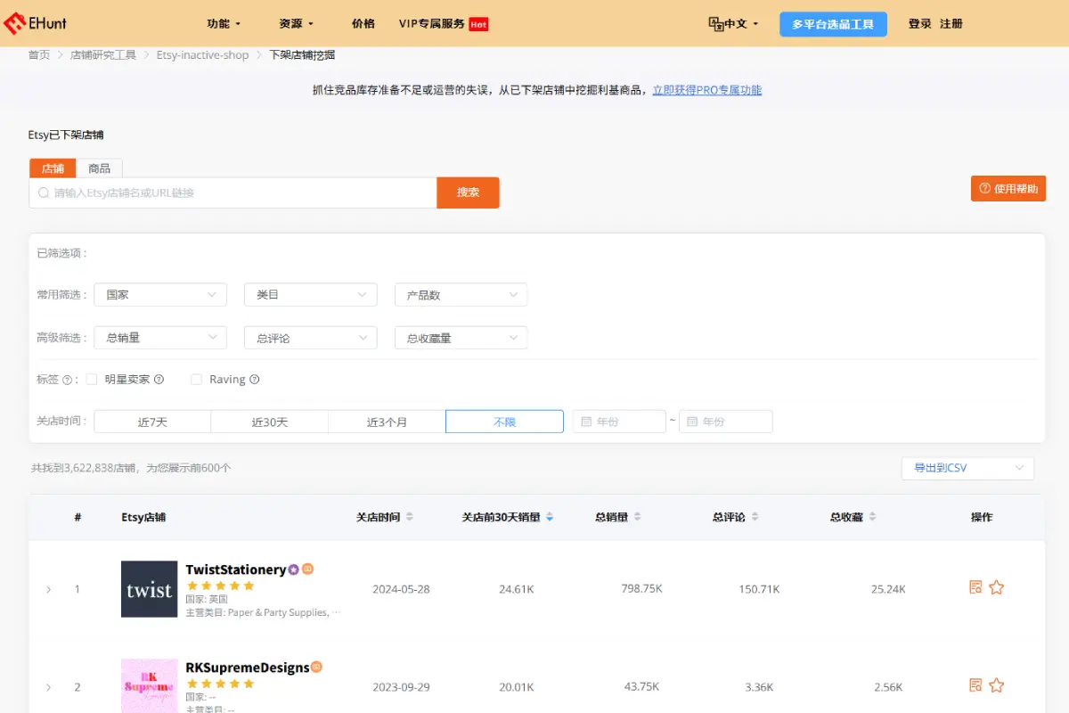 Etsy下架店铺挖掘：发现被忽视的成功样本