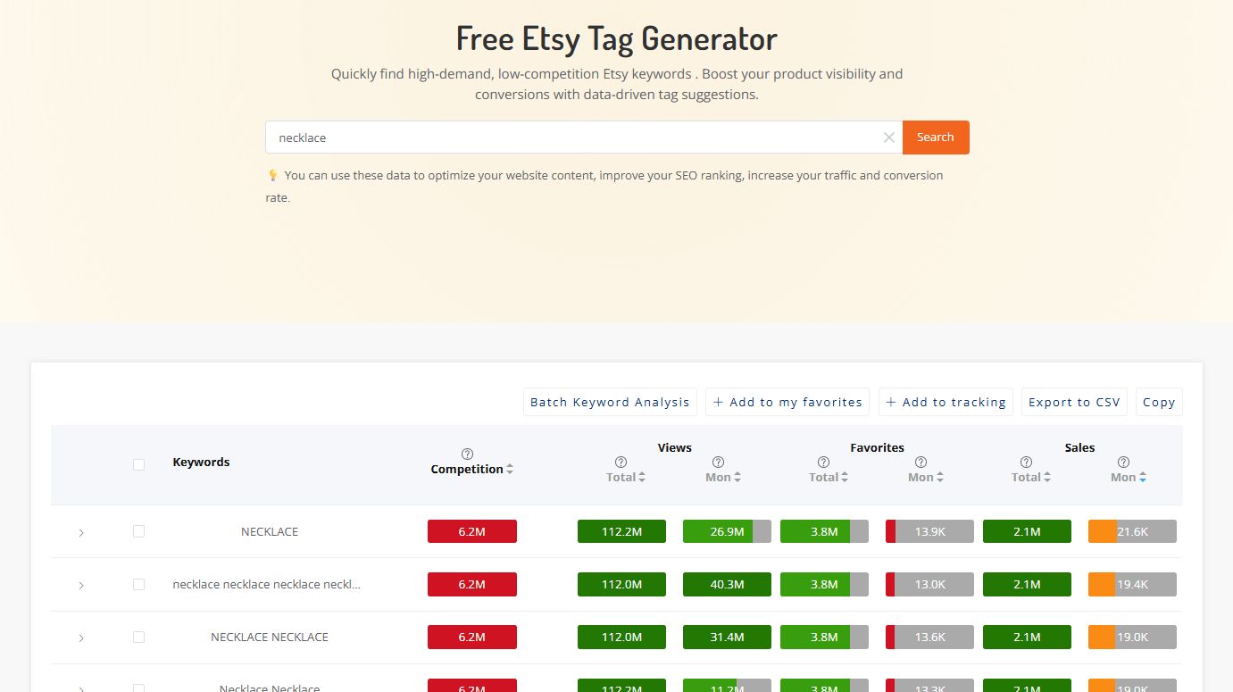 免费的 Etsy 标签生成器 –  寻找高转化关键词