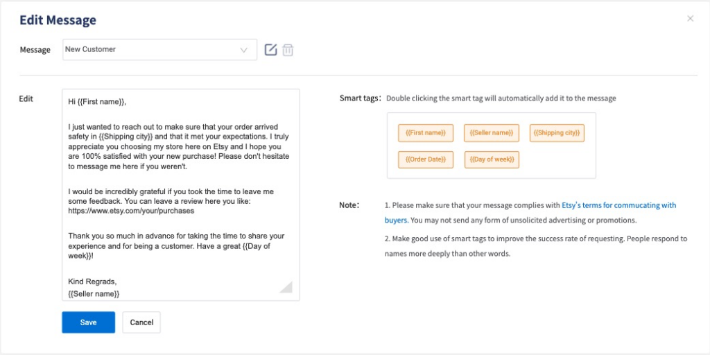 manage Etsy templates