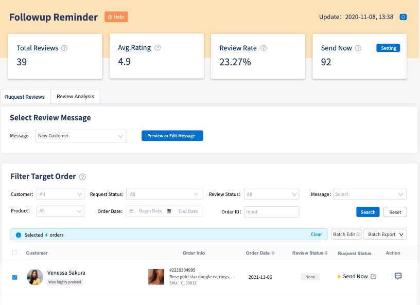 Etsy reviews tool